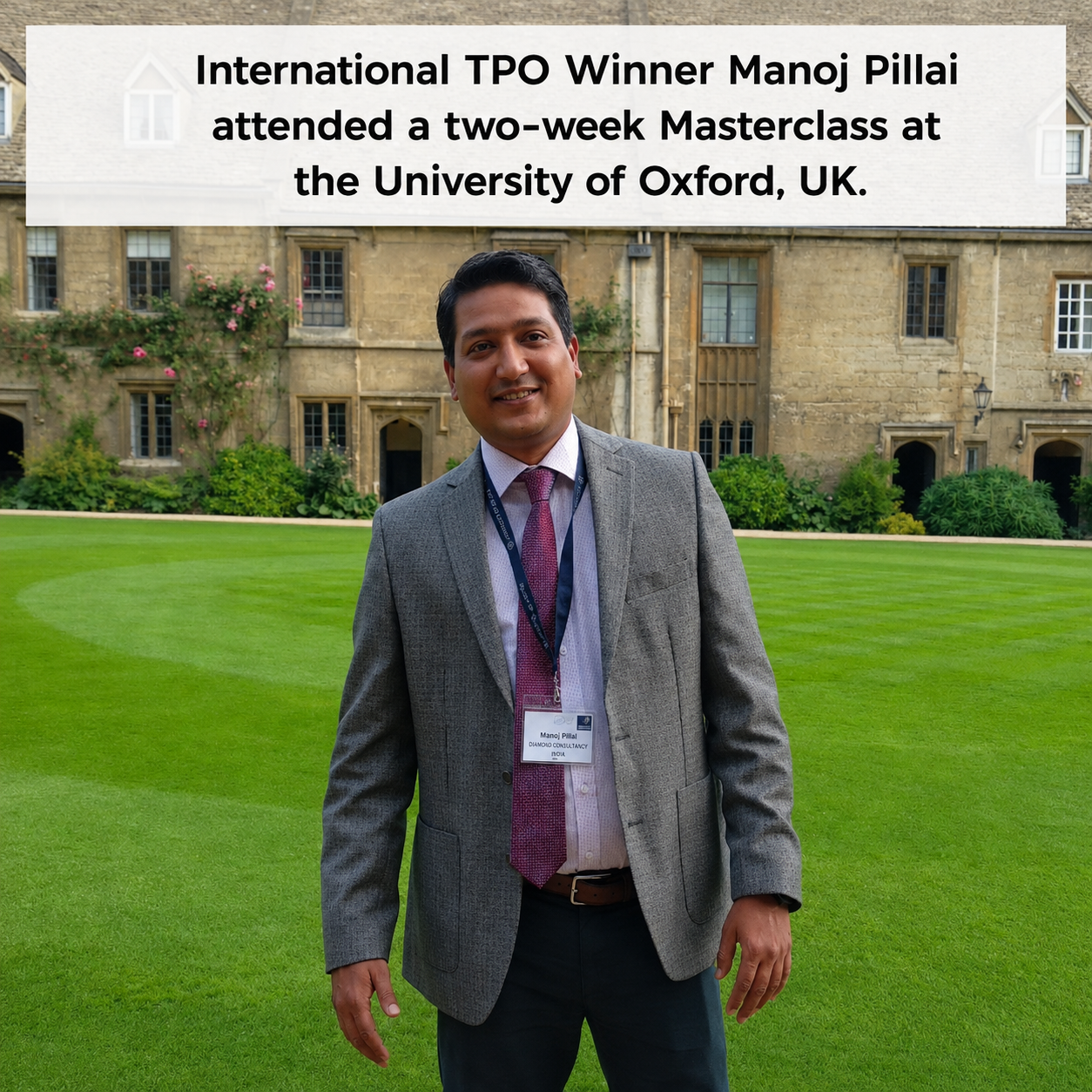 International TPO winner Manoj Pillai at a masterclass at the University of Oxford, UK